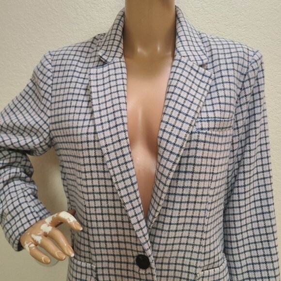 RAILS WOOL-BLEND WINDSOR LILAC NAVY MINI CHECK PLAID BLAZER JACKET sz M - Picture 3 of 7